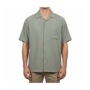 Counter Culture XL Mens Short Sleeve Button Up Shirt Sage Green Checkered